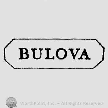 The text ''Bulova'' in a border.