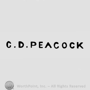 The text ''C D Peacock'' and two points.