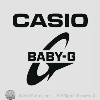 The text ''Casio Baby-G'' and the letter ''G''.