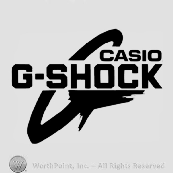The text ''Casio G-Shock'' and the letter ''G''.