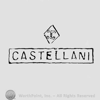 The monogram of the letters ''C'' and ''C'' in a rhombus and the text ''Castellani'' written in a rectangle.