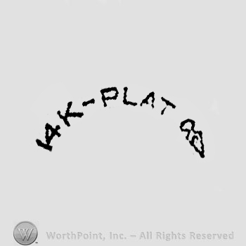 The text ''14K - Plat'' and an arrowhead with a ''c'' in the center.