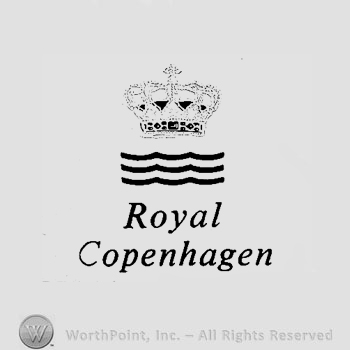 The text ''Royal Copenhagen'', a crown and a flag.