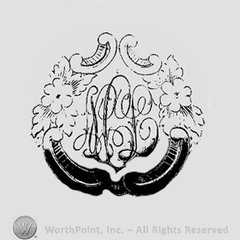 A frame, the monogram of the letters ''E'', ''A'' and ''B'' and flowers.