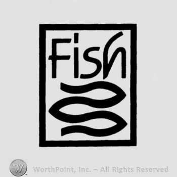A border, the text ''Fish'' and three fish.