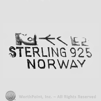 The text ''Sterling 925 Norway'' and unreadable symbols.