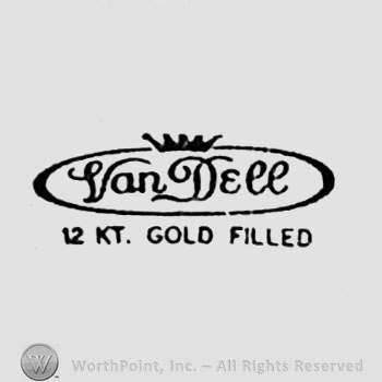 The text ''Van Dell'' in a border and a crown.