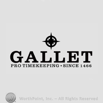 The text ''Gallet Pro Timekeeping Since 1466'' and a cross in a circle.