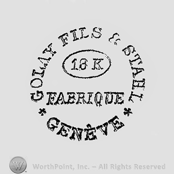 The text ''Golay Fils & Stahl Geneve'', a circle and two stars.