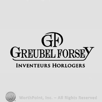 The monogram of letters ''G'' and ''F'' and the text ''Greubel Forsey Inventeurs Horlogers''.