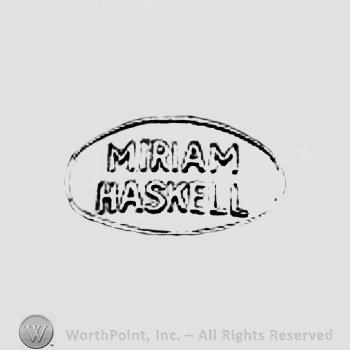 The text ''Miriam Haskell'' in a border.