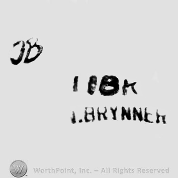 The text ''I. Brynner 18k'' and the monogram of letters ''I'' and ''B''.