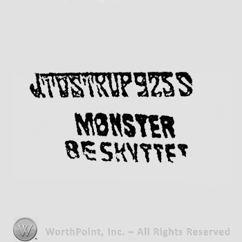 The text ''J. Tostrup 925 Monster Beskvttet''.