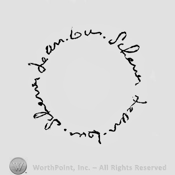 The text ''Jean-Louis Scherrer'' writtern twice and a circle.