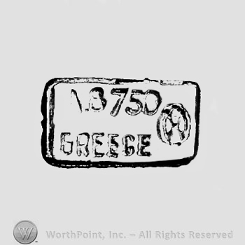 The text ''Greece 750'', a circle and a rectancle.