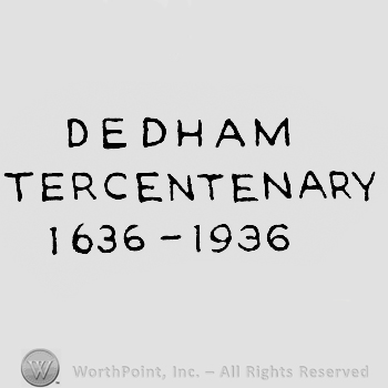 Dedham written above Tercentenary written above 1636-1936