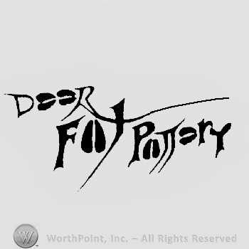 Deer written above Foot Pottery with the E's and the O's replaced with deer foot print