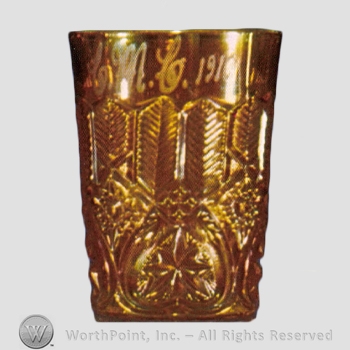 Glass pattern: Feather and Heart; Heart Band and Herringbone.