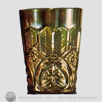 Glass pattern: Feather and Heart; Heart Band and Herringbone.