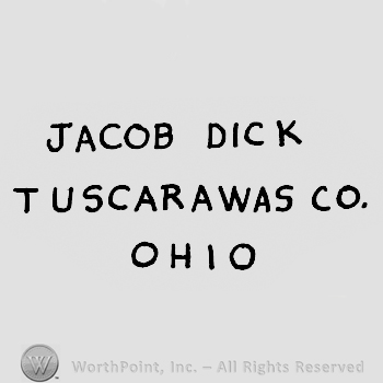 Jacob Dick written above Tuscarawas Co written above Ohio