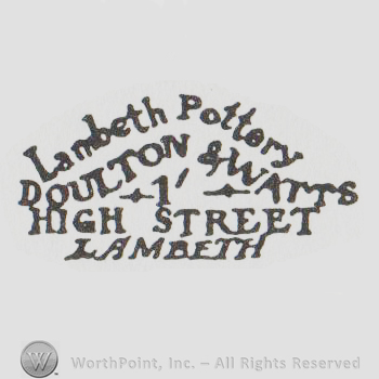the text "lambeth pottery doulton & watts 1 high street lambeth"