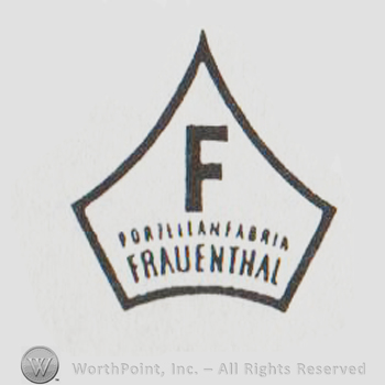 "porzellanfabrik frauenthal" written inside an arrow head