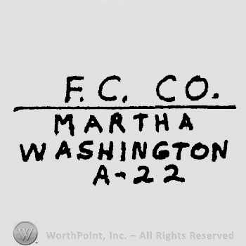 F.C. Co. written above a line, above Martha written above Washington written above A-22