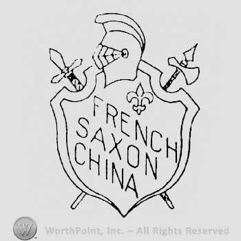 Helmet above a shield over a croosed halberd and a sword, French written above Saxon written above China written on it