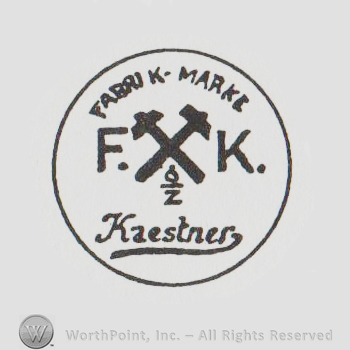 a circle with two hammers crossed and the text "fabrik marke F K Kaestner"