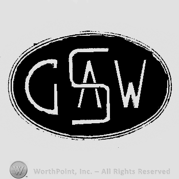 Monogram made from GSAW letters, inside of an oval shape frame