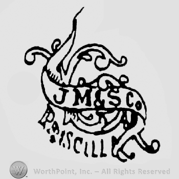 Branch with a ribbon around it, with J.M. & S. Co. written on it, Priscilla written under it