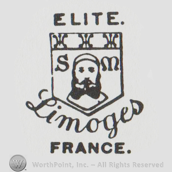 a shield with a human face on it and the text ELITE SM LIMOGES FRANCE