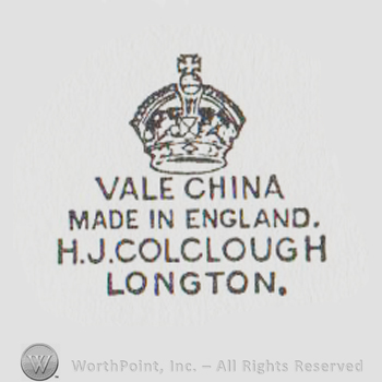 a crown above "vale china made in england H. J. colclough  longton"