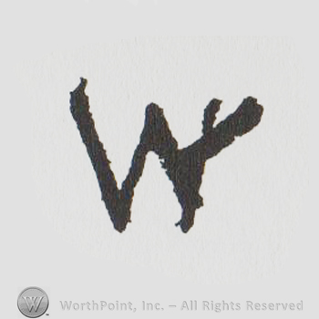 a W with an oblique line crossing the right part