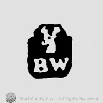 BW, stag's head above