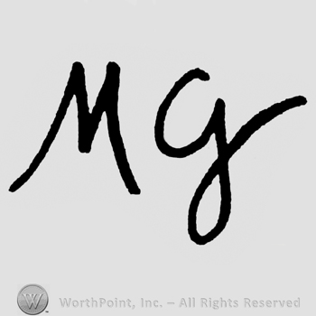 Initials Mg, handwritten