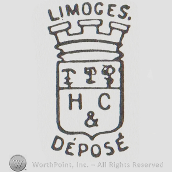 a crown above a shield and "limoges h&c depose"
