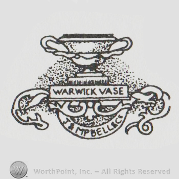 a pot above a rectangle with WARWICK VASE  and a banner with J & M P Bell & co