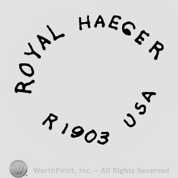 Written in a shape of an oval Royal Haeger above, RI903 USA on the bottom