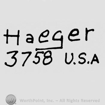 Written on 2 lines, Haeger above, 3758 U.S.A. under