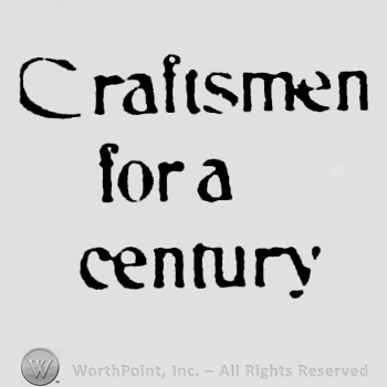 Written on 3 lines: Craftsmen for a century