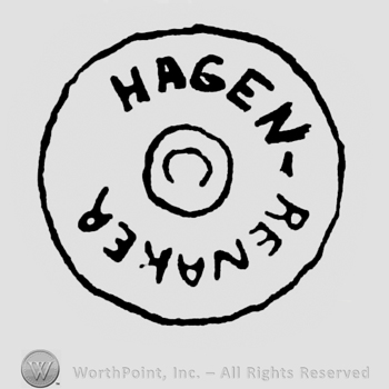 Written inside a circle, around a smaller circle, Hagen-Renaker, inside the smaller circle is the initial C