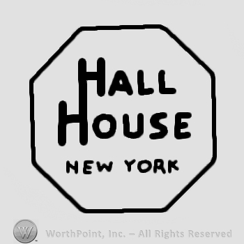 Written inside a hexagon, Hall House New York, all capital letters