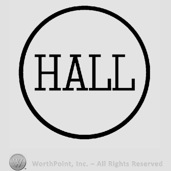 Hall written in a circle, capital letters