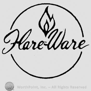Hare Ware, image of a flame above, inside a circle