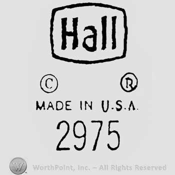 Hall, bold written inside a square, Made in U.S.A written under, initials C and R, each inside a small circle are placed above, 2975 written under