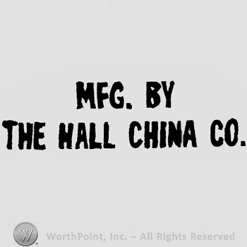 Bold, capital written on 2 lines MFG By The Hall China Co.