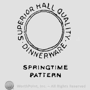 Written around a circle: Superior Hall Quality Dinnerware, Spring Pattern is written under