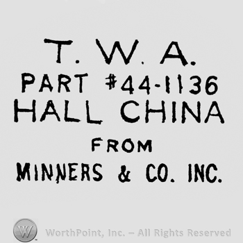 Written on 5 lines: starting with J.W.A. Hall China, ending with Minners & Co. Inc.