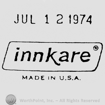 Written inside a rectangle: innkare, above is the date Jul 1 2 1974, under is written Made in USA